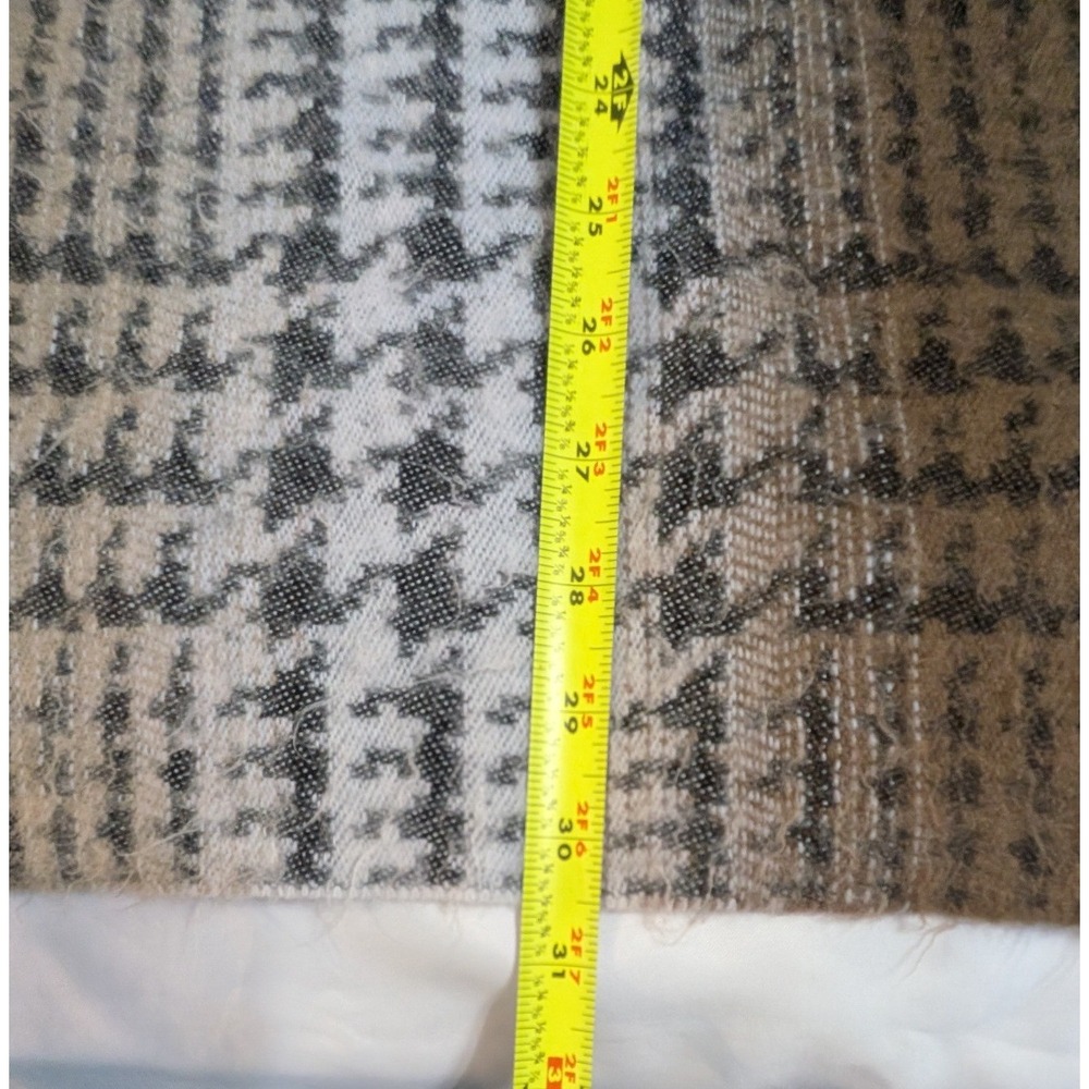 Unbranded Houndstooth Scarf Women OS Brown Excellent Oversized Fringe Wrap - Picture 2 of 3
